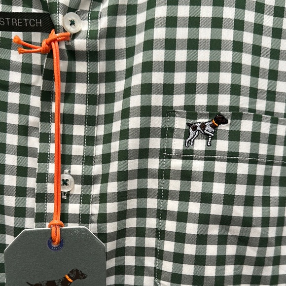 Men's Southern Point Green Gingham checked Button Down Shirt / Size L - Picture 4 of 8